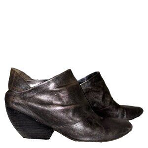 $1,100 Marsell Ankle Boots 38.5 Cuban Wood Heel Brown Distressed Leather Booties